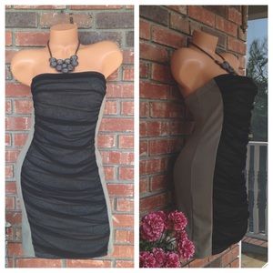 Strapless mesh bodycon dress